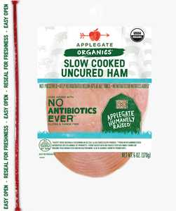 Applegate Organic Slow Cooked Uncured Ham Sliced Front