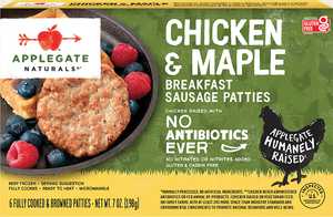 Natural Chicken Maple Breakfast Sausage Patties Planogram Straight On Front View