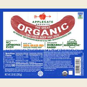 Applegate Organics® The Great Organic Uncured Beef Hot Dog™  - 10oz