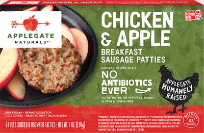 Natural Chicken Apple Breakfast Sausage Patties Planogram Straight On Front View
