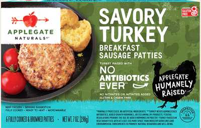 Natural Savory Turkey Breakfast Sausage Patties Front View