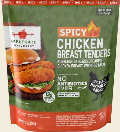 Natural Spicey Chicken Tenders 16oz Front 00025317176545 Tbd