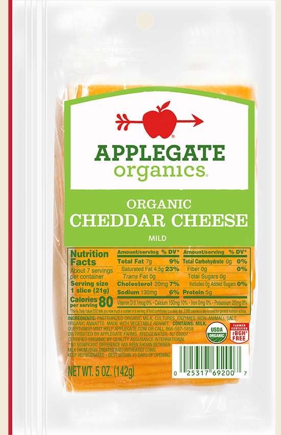 Products - Cheese - Organic Mild Cheddar Cheese - Applegate