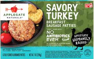 Natural Savory Turkey Breakfast Sausage Patties Front View