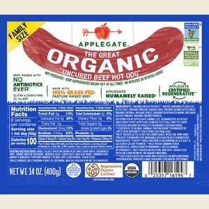 Applegate Organics® The Great Organic Uncured Beef Hot Dog™  - 14oz
