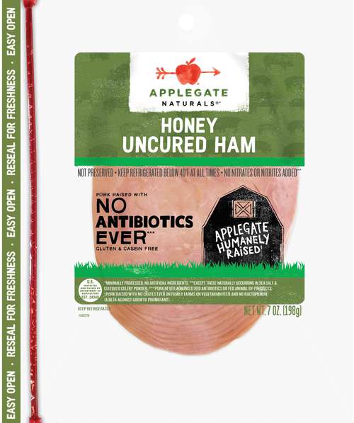 Applegate Natural Honey Unucred Ham Sliced Front