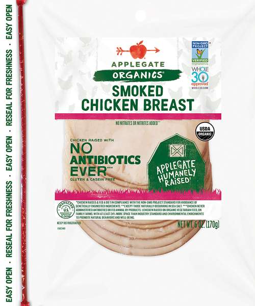 Applegate Organic Smoked Chicken Breast Sliced Front
