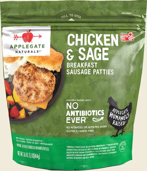 Natural Chicken Sage Breakfast Sausage Patties Family Size Planogram Straight On Front Shot