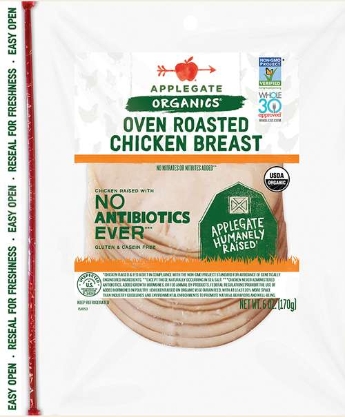 Applegate Organic Oven Roasted Chicken Sliced Front