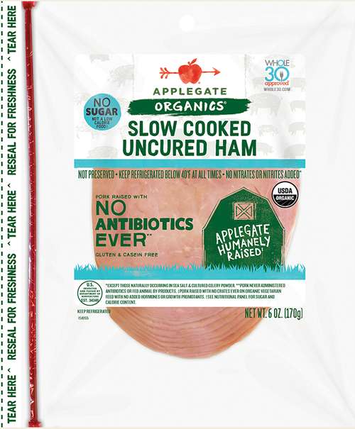 Applegate Organic Slow Cooked Uncured Ham Sliced Front