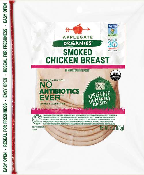 Applegate Organic Smoked Chicken Breast Sliced Front