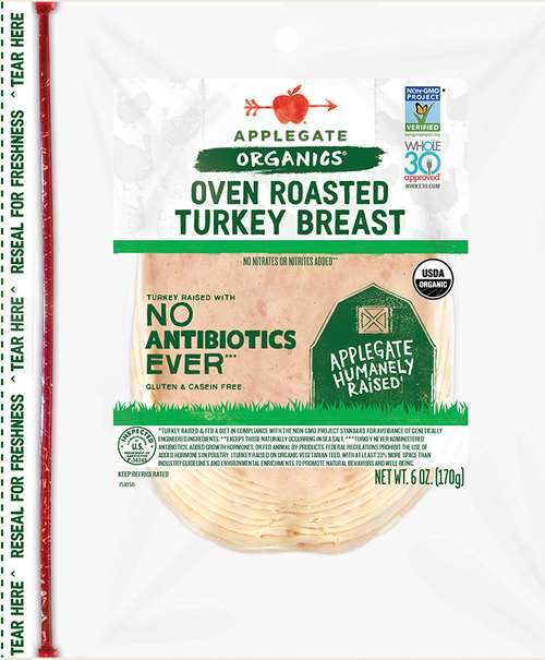 Applegate Organic Oven Roasted Turkey Sliced Front
