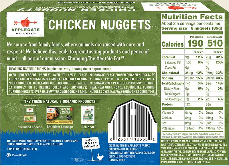 Products - Breaded Chicken - Natural Chicken Nuggets - Applegate