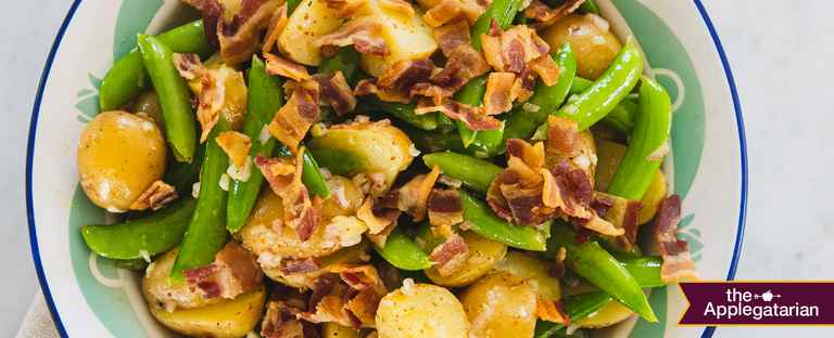 Bowl of Potato salad with Sugar Snap Peas