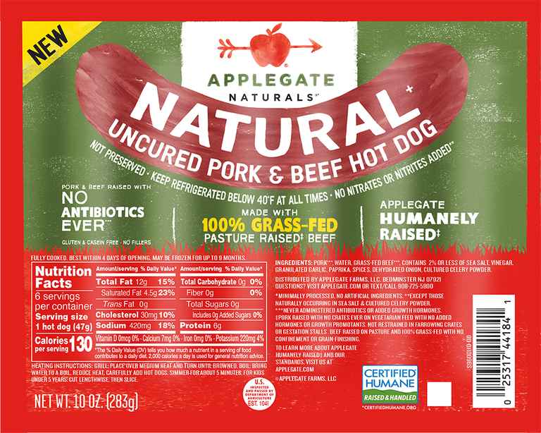 APPLEGATE NATURALS® Natural Uncured Pork & Beef Hot Dog 