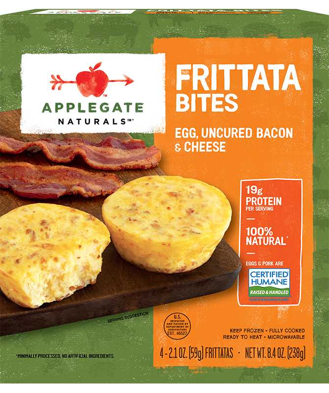 APPLEGATE NATURALS™ Uncured Bacon Cheddar Swiss Frittata Bites Front