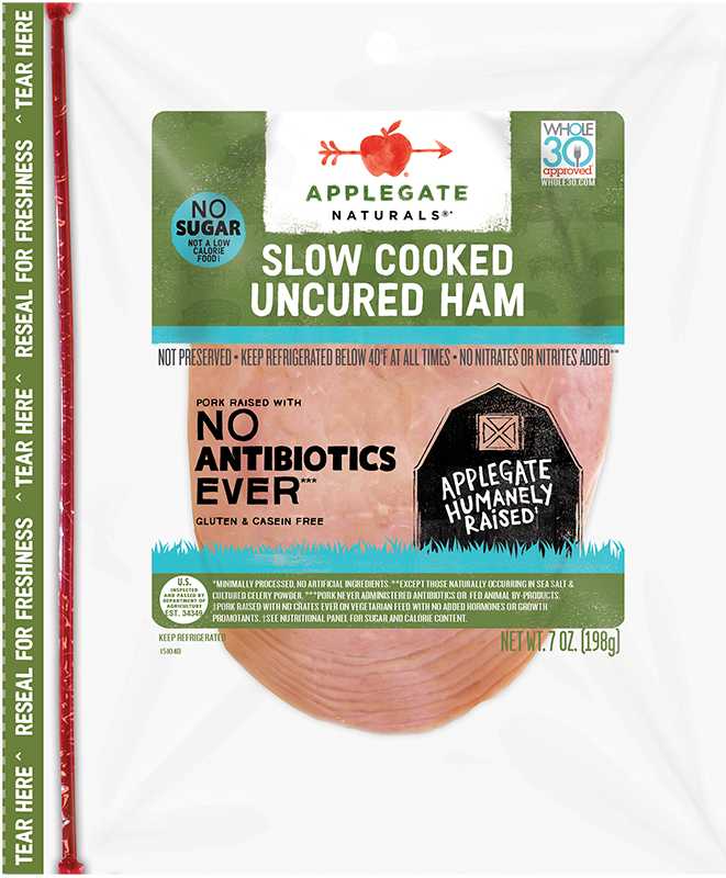 Applegate Natural Slow Cooked Uncured Ham Sliced Front