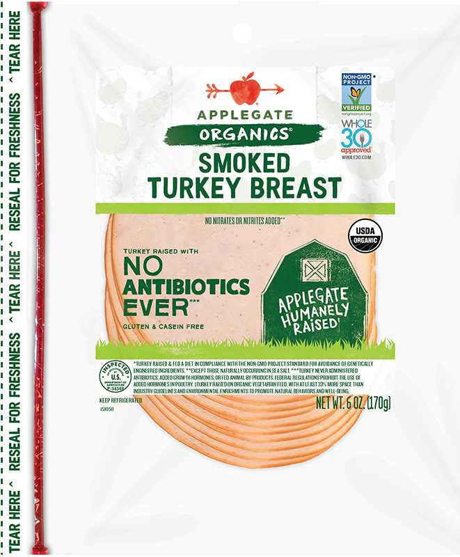 Applegate Organic Smoked Turkey Breast Sliced Front