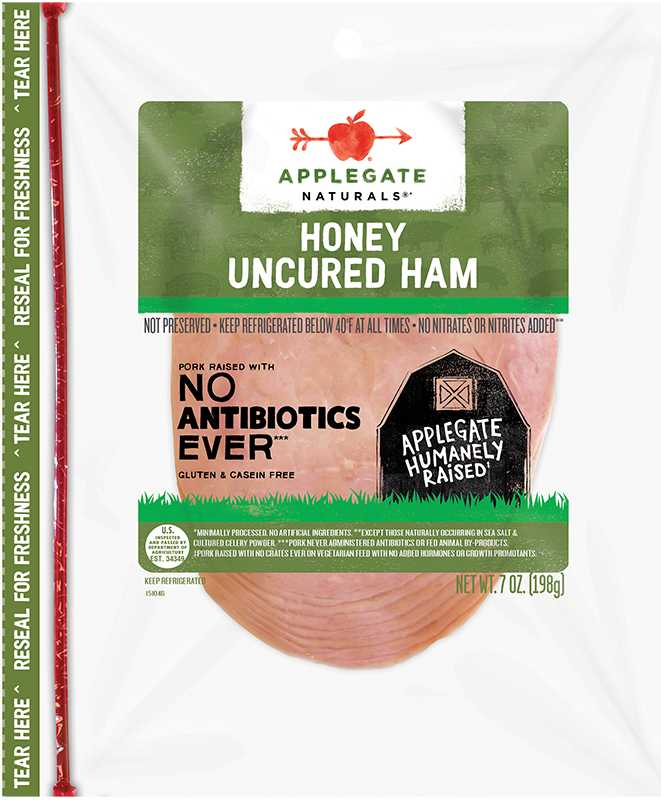 Applegate Natural Honey Unucred Ham Sliced Front
