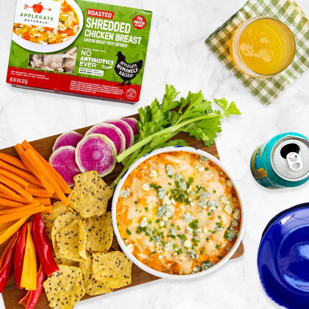 APPLEGATE NATURALS®️ Roasted Shredded Chicken Breast used in Creamy Buffalo Chicken Dip