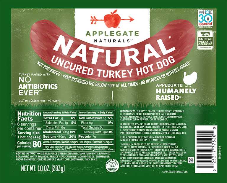 Natural Turkey Hot Dog 10oz Planogram Straight On Front Shot