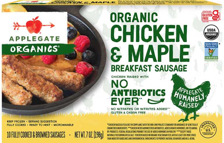 Organic Chicken Maple Breakfast Sausage Link Planogram Straight On Front View