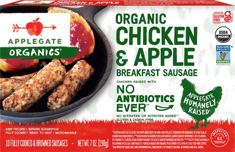 Organic Chicken Apple Breakfast Sausage Link Planogram Straight On Front View