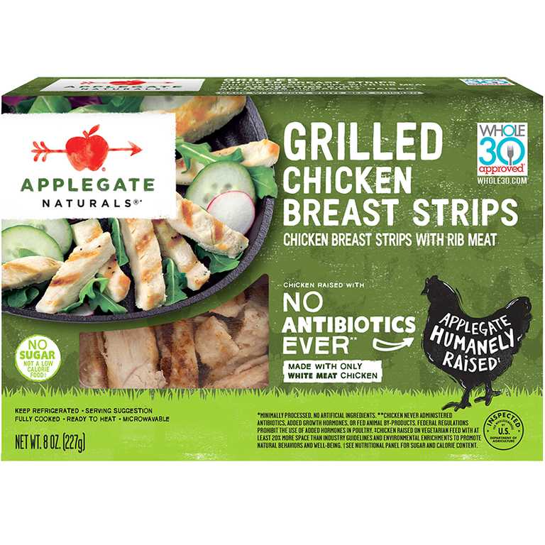Applegate Naturals Grilled Chicken Breast Strips Front of Package