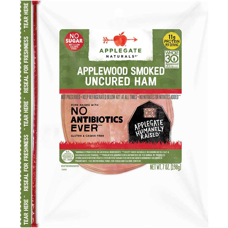 Applegate Naturals Applewood Smoked Ham Front of Pack 