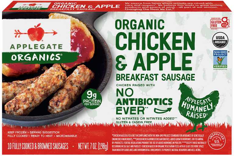 Organic Chicken Apple Breakfast Sausage Planogram Straight On Front 00025317615006
