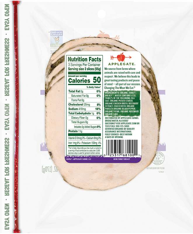 APPLEGATE ORGANICS Organic Herb Turkey Breast, 6 oz