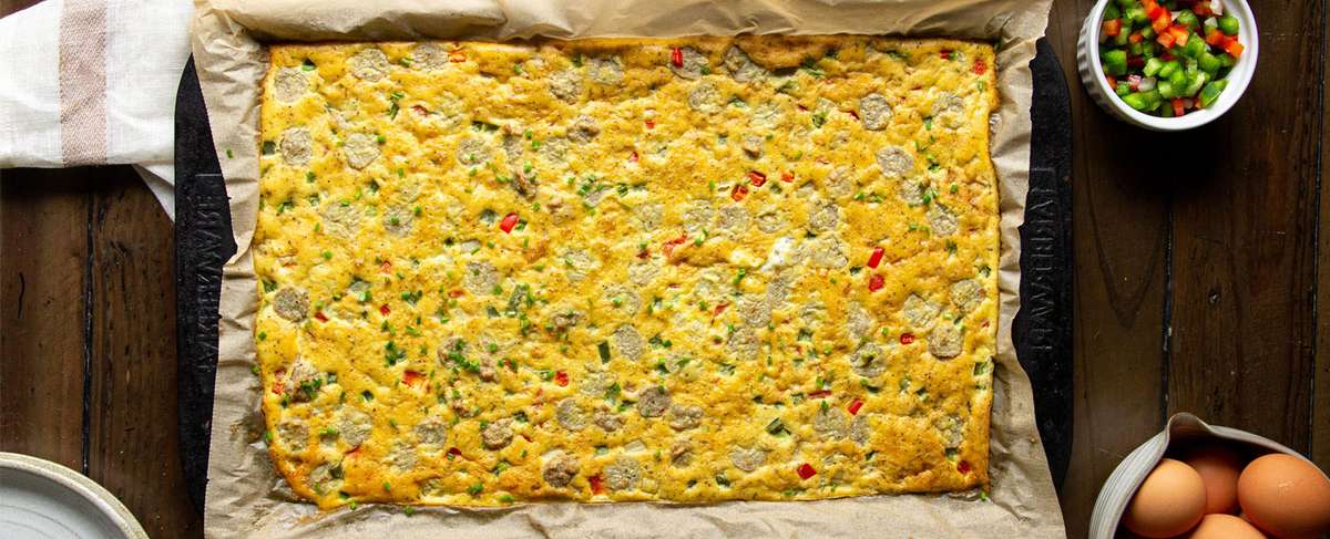 Sheet Pan Sausage Omelet