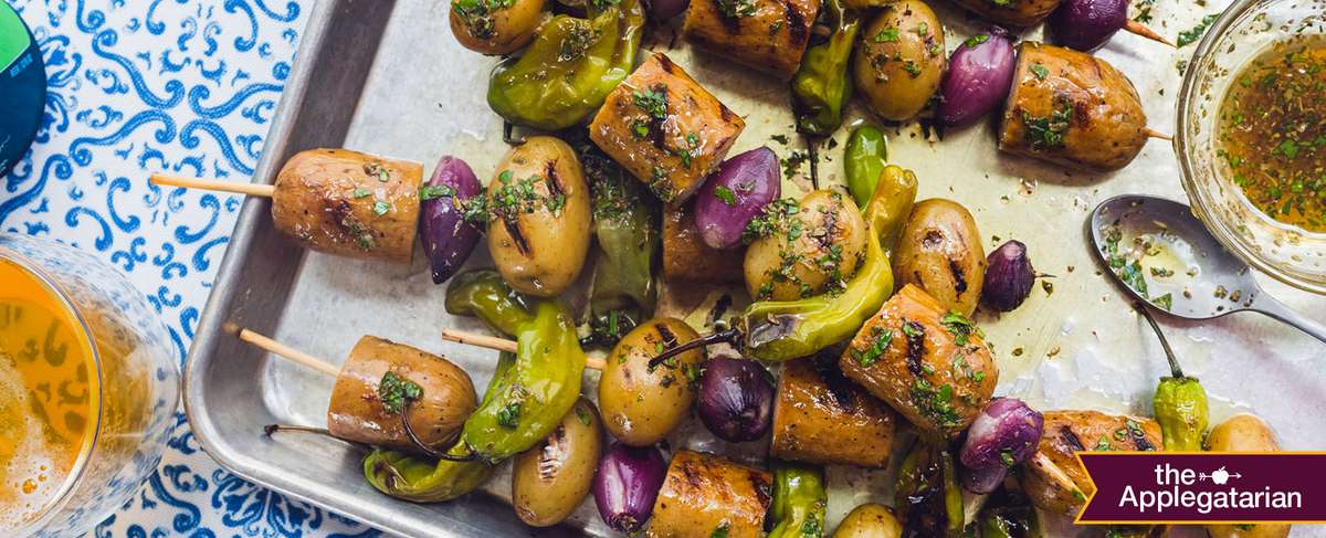 Italian Sausage, Peppers, And Onion Skewers