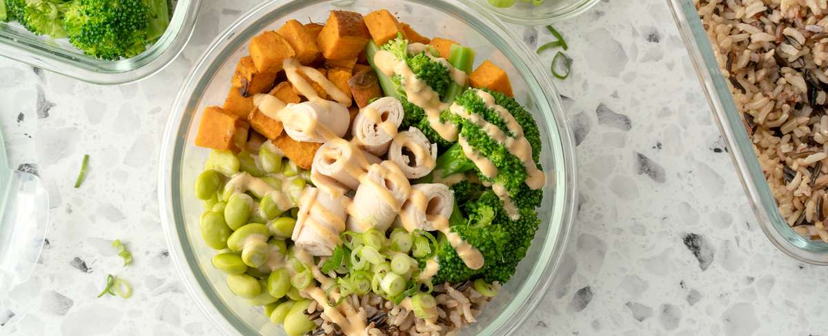 Veggie Rice Bowl with Turkey and Yum Yum Sauce
