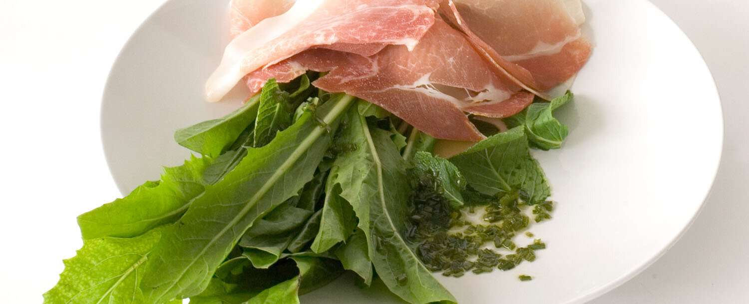 Prosciutto Salad With Dandelion Greens
