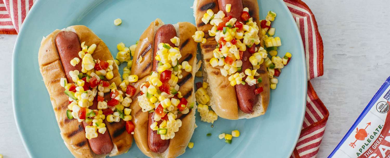 Hot Dog With Corn Salad