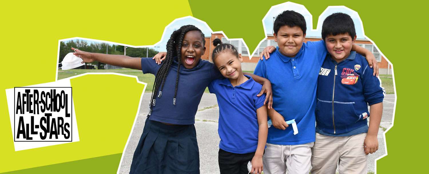 Three school age children wearing uniforms