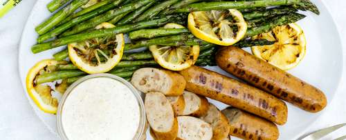 Chicken Apple Sausage With Grilled Asparagus