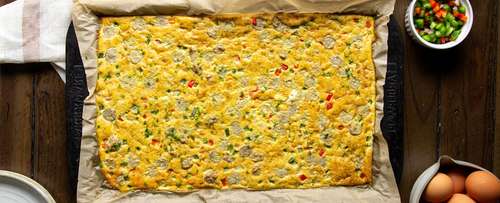 Sheet Pan Sausage Omelet