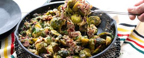 Creamy Brussels Sprout and Bacon Gratin Recipe