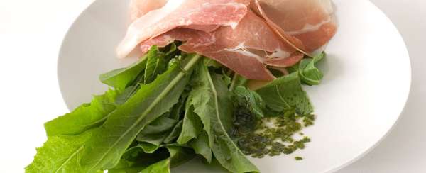 Prosciutto Salad With Dandelion Greens