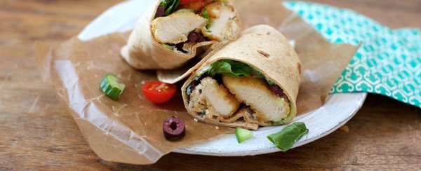Greek Salad Chicken Tender Wrap