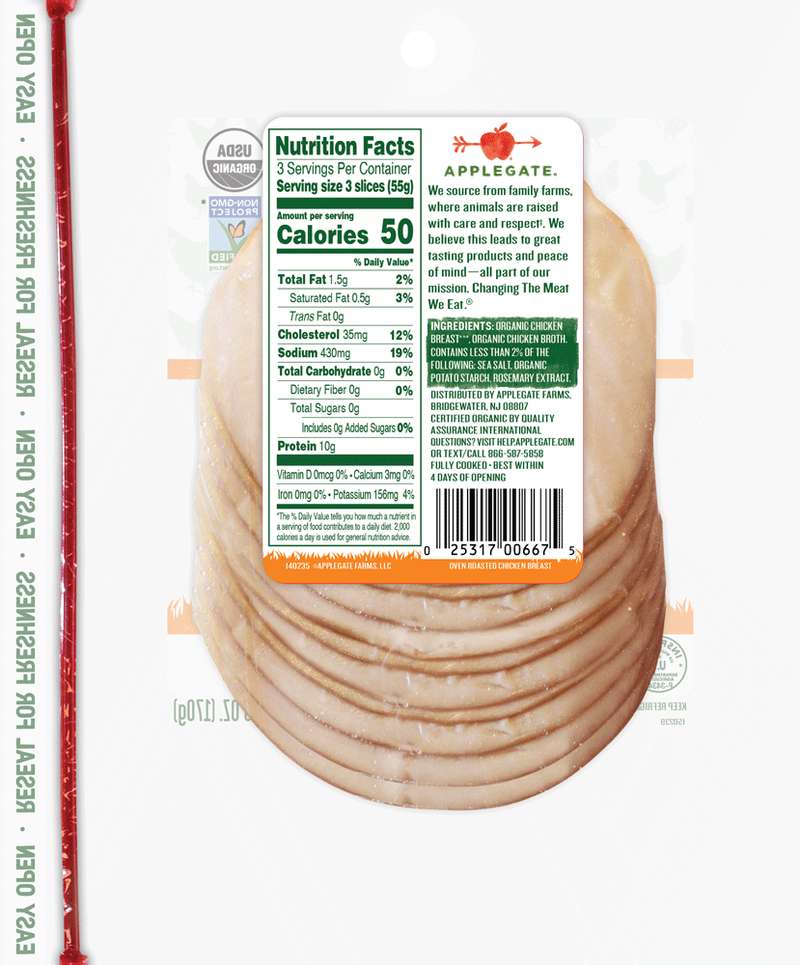 Products Deli Meat Organic Oven Roasted Chicken Breast Applegate