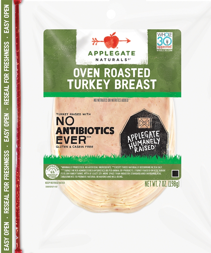 Applegate Natural Oven Roasted Turkey Breast Sliced Front